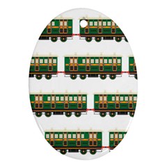 Trains Pattern Transportation Ornament (oval) by Wegoenart