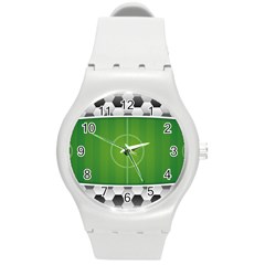 Background Sports Soccer Football Round Plastic Sport Watch (m)