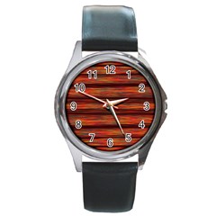 Colorful Abstract Background Strands Round Metal Watch by Wegoenart