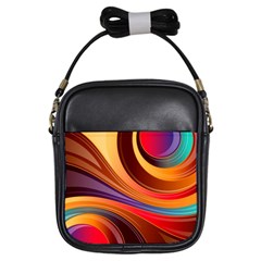 Abstract Colorful Background Wavy Girls Sling Bag