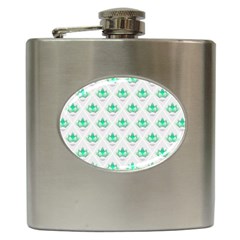 Plant Pattern Green Leaf Flora Hip Flask (6 Oz) by Wegoenart