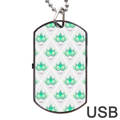 Plant Pattern Green Leaf Flora Dog Tag Usb Flash (two Sides) by Wegoenart