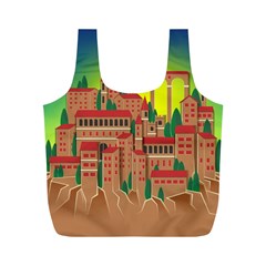 Mountain Village Village Medieval Full Print Recycle Bag (m) by Wegoenart