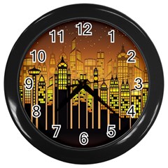 Buildings Skyscrapers City Wall Clock (black)