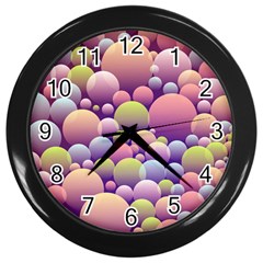 Abstract Background Circle Bubbles Wall Clock (black)