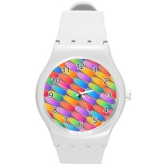 Colorful Background Abstract Round Plastic Sport Watch (m)