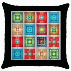 Tiles Pattern Background Colorful Throw Pillow Case (black) by Wegoenart