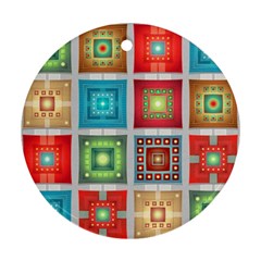 Tiles Pattern Background Colorful Round Ornament (two Sides) by Wegoenart