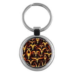 Stylised Horns Black Pattern Key Chains (round)  by Wegoenart