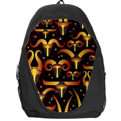 Stylised Horns Black Pattern Backpack Bag