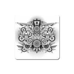 Forest Patrol Tribal Abstract Square Magnet by Wegoenart