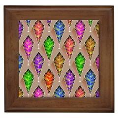 Abstract Background Colorful Leaves Framed Tiles by Wegoenart