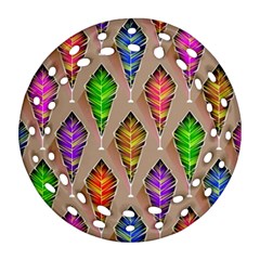 Abstract Background Colorful Leaves Round Filigree Ornament (two Sides) by Wegoenart