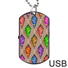 Abstract Background Colorful Leaves Dog Tag Usb Flash (one Side) by Wegoenart