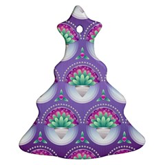 Background Floral Pattern Purple Christmas Tree Ornament (two Sides) by Wegoenart