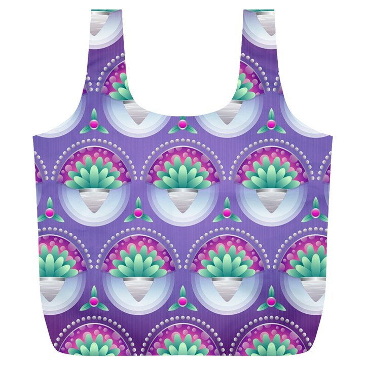 Background Floral Pattern Purple Full Print Recycle Bag (XL)