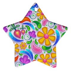 Floral Paisley Background Flower Ornament (star) by Wegoenart