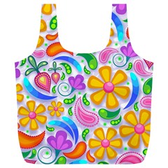 Floral Paisley Background Flower Full Print Recycle Bag (xl) by Wegoenart