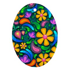 Floral Paisley Background Flowers Ornament (oval)