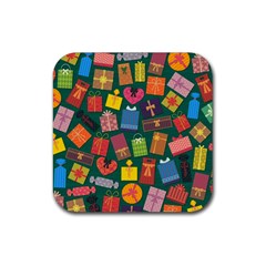 Presents Gifts Background Colorful Rubber Coaster (square) 