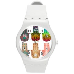 Evil Eye Protection Charm Colorful Round Plastic Sport Watch (m) by Wegoenart