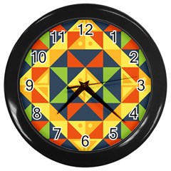 Background Geometric Color Wall Clock (black)