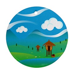 Landscape Nature Mountain Field Ornament (round)