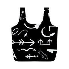 Arrows Vector Lines Strokes White Full Print Recycle Bag (m)