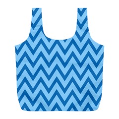 Blue Chevron Background Abstract Pattern Full Print Recycle Bag (l)