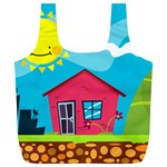 Kawaii Caricature Sun Nature City Full Print Recycle Bag (XL) Front