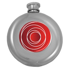 Background Circles Red Round Hip Flask (5 Oz) by Wegoenart