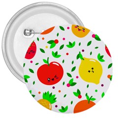 Pattern Fruit Fruits Orange Green 3  Buttons by Wegoenart