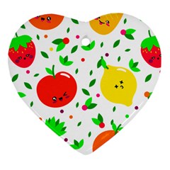 Pattern Fruit Fruits Orange Green Heart Ornament (two Sides) by Wegoenart