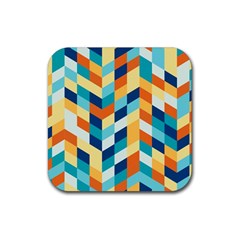 Geometric Retro Wallpaper Rubber Coaster (square)  by Wegoenart