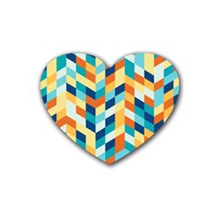 Geometric Retro Wallpaper Heart Coaster (4 Pack)  by Wegoenart