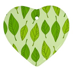 Autumn Background Boxes Green Leaf Ornament (heart) by Wegoenart