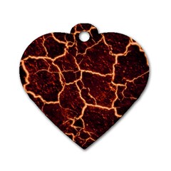 Lava Cracked Background Fire Dog Tag Heart (two Sides) by Wegoenart