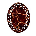 Lava Cracked Background Fire Ornament (Oval Filigree) Front