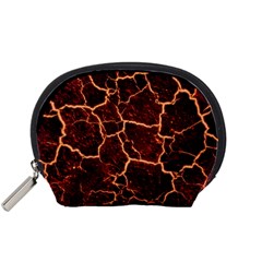 Lava Cracked Background Fire Accessory Pouch (small) by Wegoenart