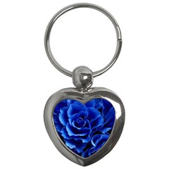 Blue Roses Flowers Plant Romance Key Chains (heart)  by Wegoenart