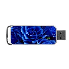 Blue Roses Flowers Plant Romance Portable Usb Flash (one Side) by Wegoenart