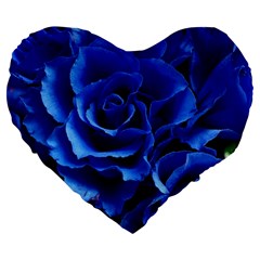 Blue Roses Flowers Plant Romance Large 19  Premium Flano Heart Shape Cushions by Wegoenart