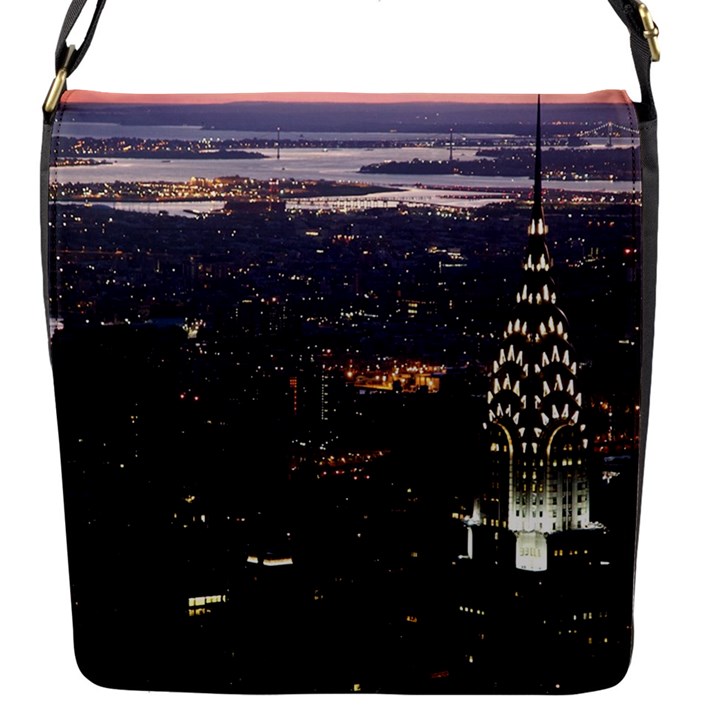 New York Manhattan Evening Dusk Flap Closure Messenger Bag (S)