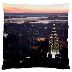 New York Manhattan Evening Dusk Large Flano Cushion Case (two Sides) by Wegoenart