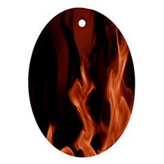 Smoke Flame Abstract Orange Red Oval Ornament (two Sides) by Wegoenart