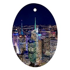 New York Manhattan Night Building Oval Ornament (two Sides) by Wegoenart