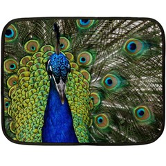 Peacock Close Up Plumage Bird Head Double Sided Fleece Blanket (mini)  by Wegoenart