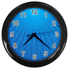 Blue Rays Background Image Wall Clock (black)