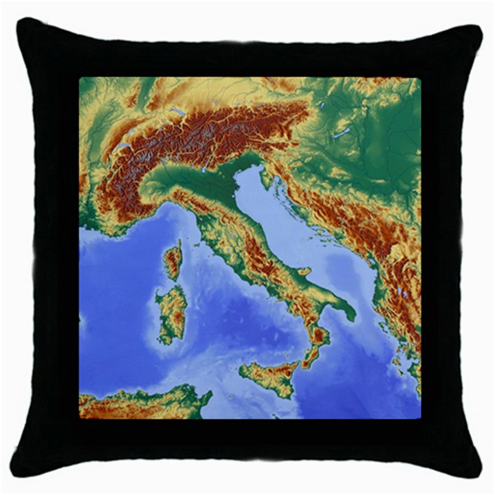 Italy Alpine Alpine Region Map Throw Pillow Case (Black)