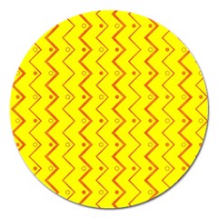 Yellow Background Abstract Magnet 5  (round) by Wegoenart